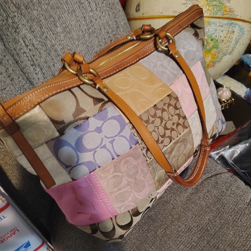 Coach Multicolor Patchwork Tote with Leather Hand… - image 1